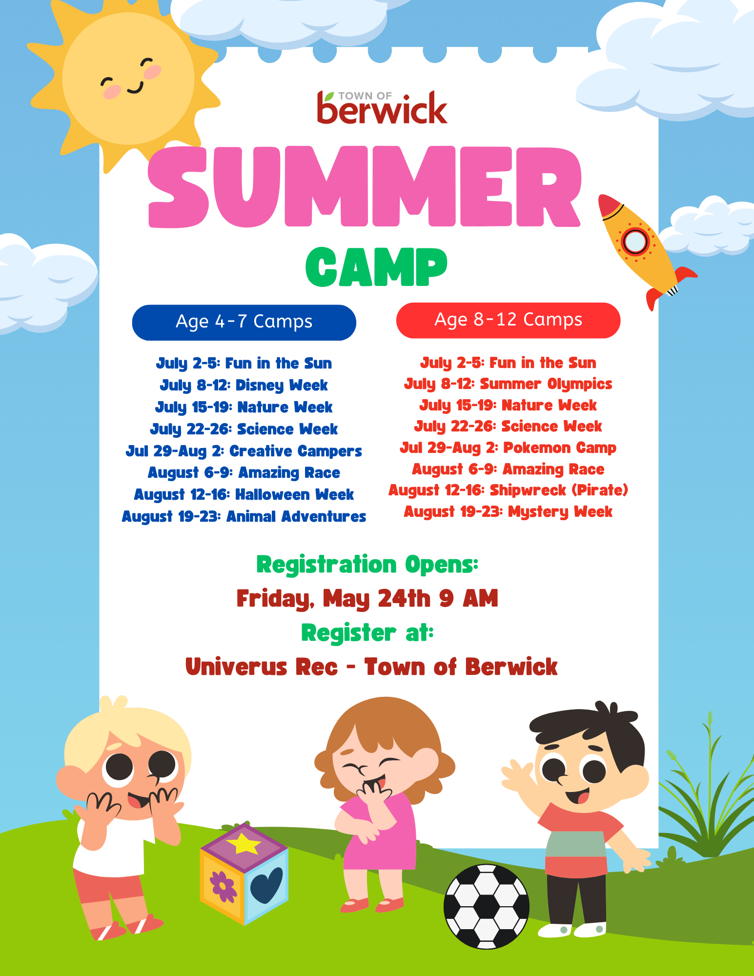 colorful playful kids camp summer flyer